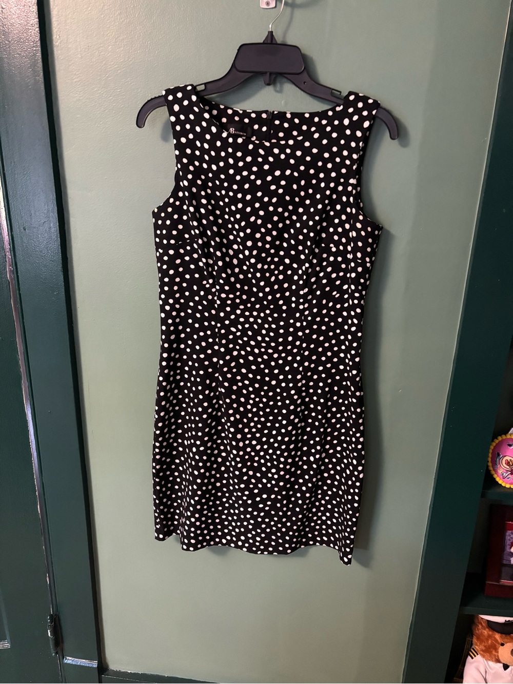 Classic Black Polka Dot Sheath Dress - Sleeveless